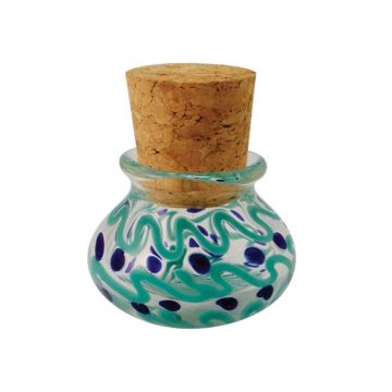 Multicolored Glass Jar with Squiggles and Dots