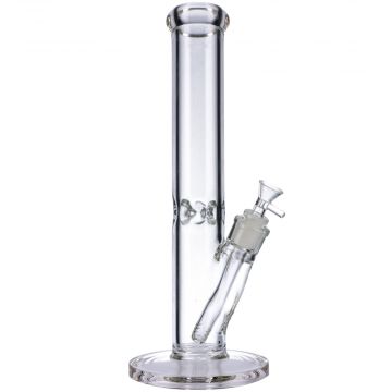 Straight Cylinder Glass Ice Bong | 7mm | 14 Inch | Side view 1