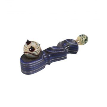 Hybrid Pipe H3 - Wood Pipe with Decorated Glass Bowl and Mouthpiece
