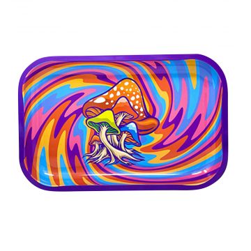 Mushroom Rainbow Swirl Metal Rolling Tray 