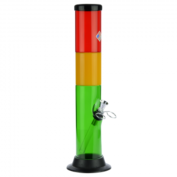 Acrylic Straight Tube Rasta Bong with Carb Hole - Side view 1