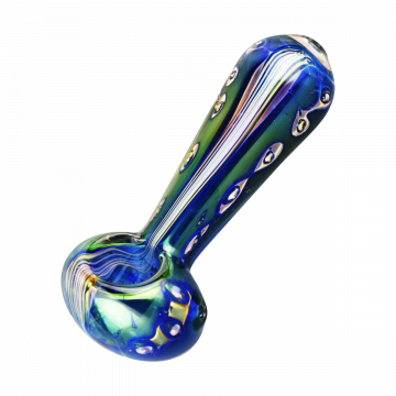 Blue Moonscape Iridescent Stripes & Spots Glass Pipe