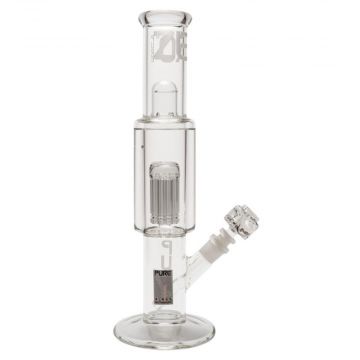 Pure Glass Zero T Bong with Freezable 8-Arm Tree Perc | 15 Inch | side view 1