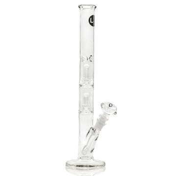 LA Pipes Straight Ice Bong with Double Showerhead Percolator | 14 Inch | Side view 1