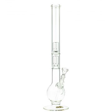 G-Spot Glass Bubble Base Double Percolator Bong with Gold Logo | 60cm - Side View 1