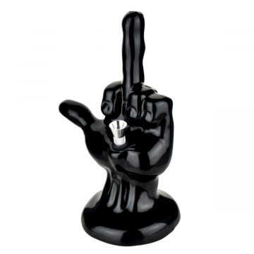 One-Fingered Salute Ceramic Bong | 8.5 Inch | Black