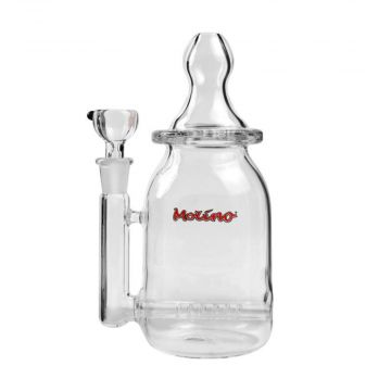 Molino Glass Baby Bottle Mini Bong | With herb bowl | Side view 1