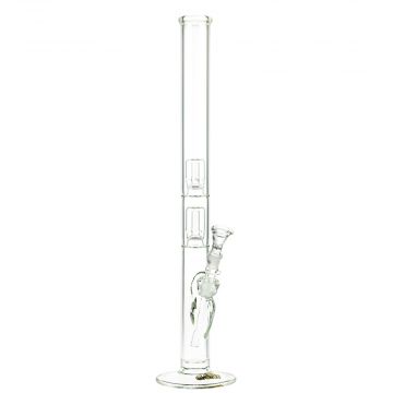 G-Spot Glass Cylinder Double Percolator Bong with Gold Logo | 60cm - Side View 1