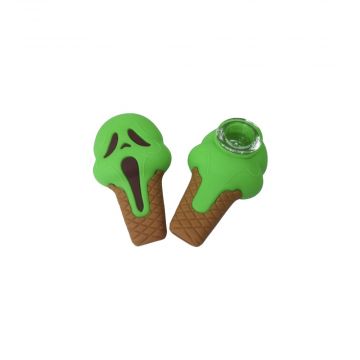 Cloud 8 Ghost Face Ice Cream Silicone Hand Pipe | Green