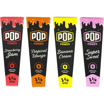 Pop Cones 1¼ Size Pre-Rolled Cones with Flavor Tip | Mixed 24 Pack | All flavors