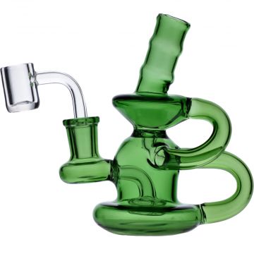 Mini Glass Recycler Dab Rig with Showerhead Perc | Side view 1