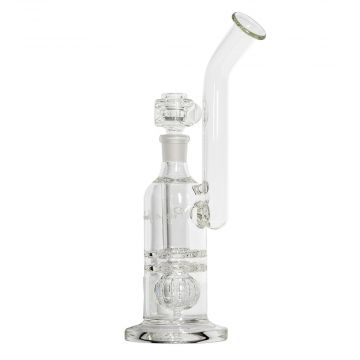 Pure Glass Torus Trumpet Bubbler With Triple Perc | 12 Inch | side view 1