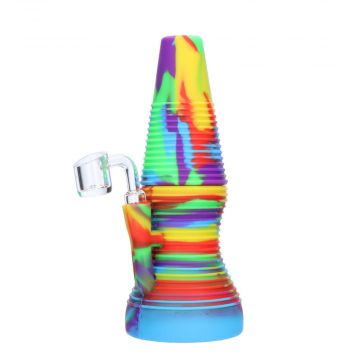 Silicone Dab Rig With Banger | Rainbow | side view 1