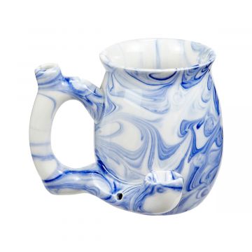 Roast & Toast Premium Marbled Ceramic Pipe Mug | 11oz | Blue
