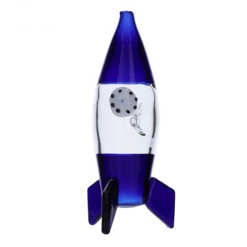 Rocket Ship Glass Hand Pipe | Blue | Side view 1