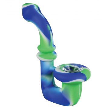 Silicone Saxophone Sherlock Hand Pipe | Blue/Green