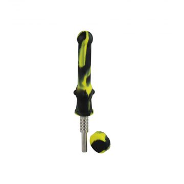 Silicone "Dab Collector" Vapor Straw with Titianium Tip | Black Yellow