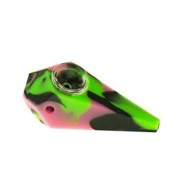 Silicone Diamond Hand Pipe with Glass Bowl | Side view 1