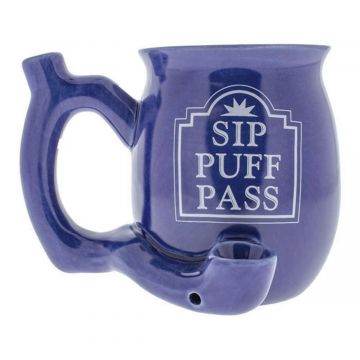 Roast & Toast Sip Puff Pass Ceramic Pipe Mug | 11oz | Blue