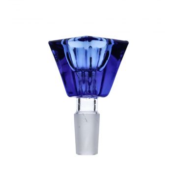 Glass Square Herb Bowl | Male Joint | Blue | 14.5mm