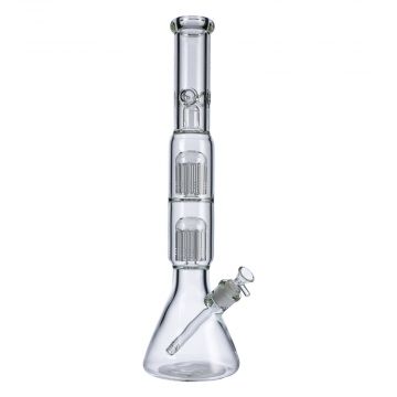 Beaker Base Ice Bong with Double Tree Perc | 16 Inch - Side View 1