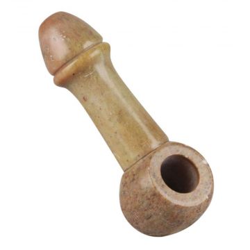 Stone Carved Penis Hand Pipe | 4 Inch 
