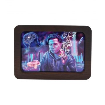 V Syndicate 3D High Def Wood Rolling Tray | Small | Space Xhale