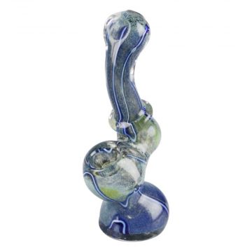 Worked Fritted Glass Bubbler Hand Pipe | 4 Inch