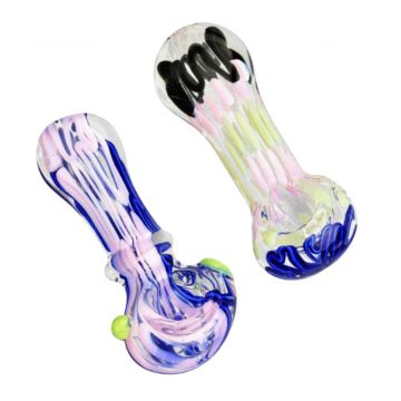 Worked Slime Strands Hand Pipe - 3.5 Inch | Colors Vary