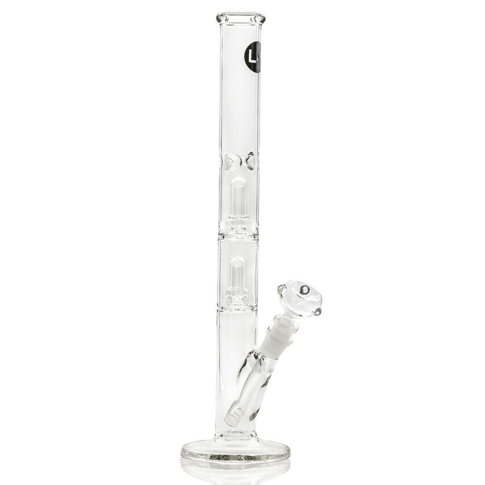LA Pipes Straight Ice Bong with Double Showerhead Percolator | 14 Inch