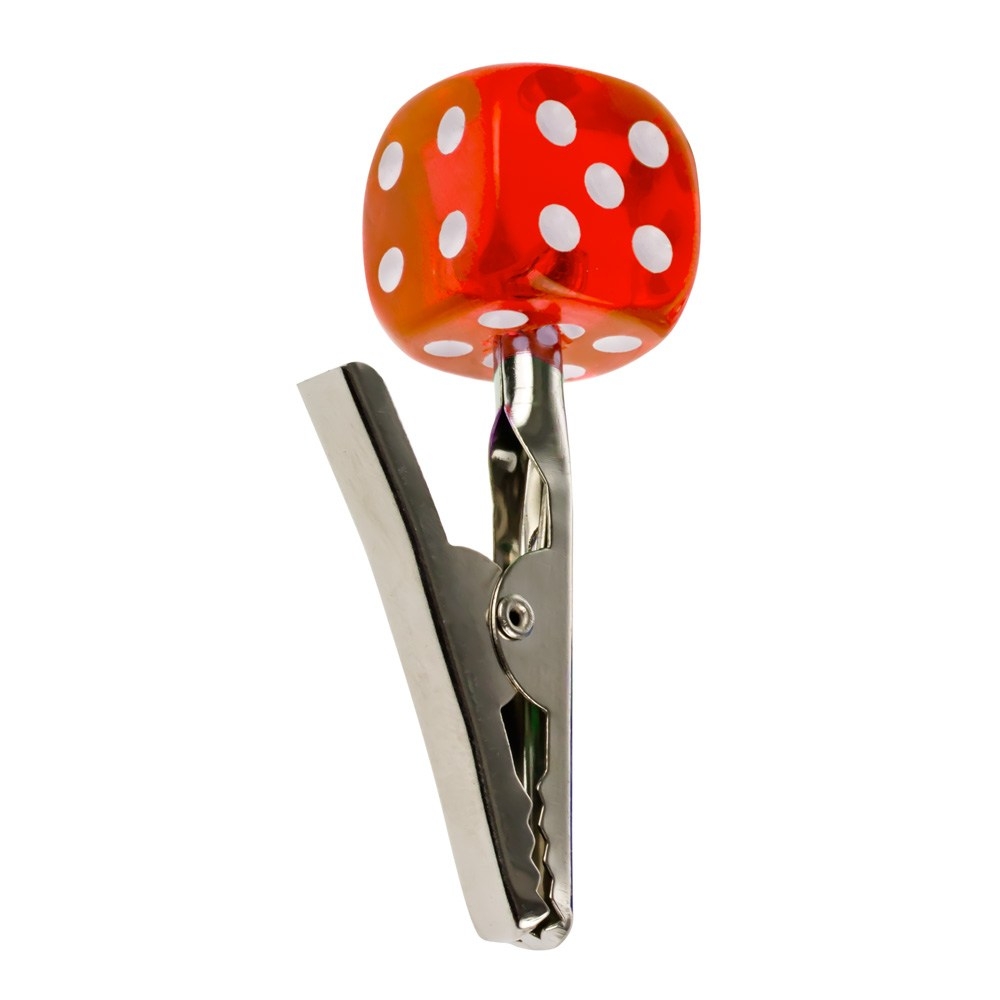 White Pips BLACK #1 Dice with ROACH Tobacco-Herb Alligator Memo Roach Clip 