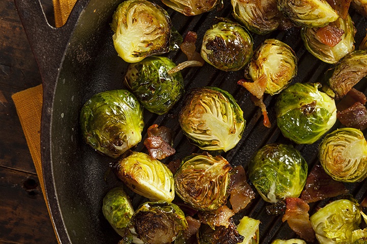 Pan-Roasted Brussels Cannabis Flavored Sprouts with Bacon