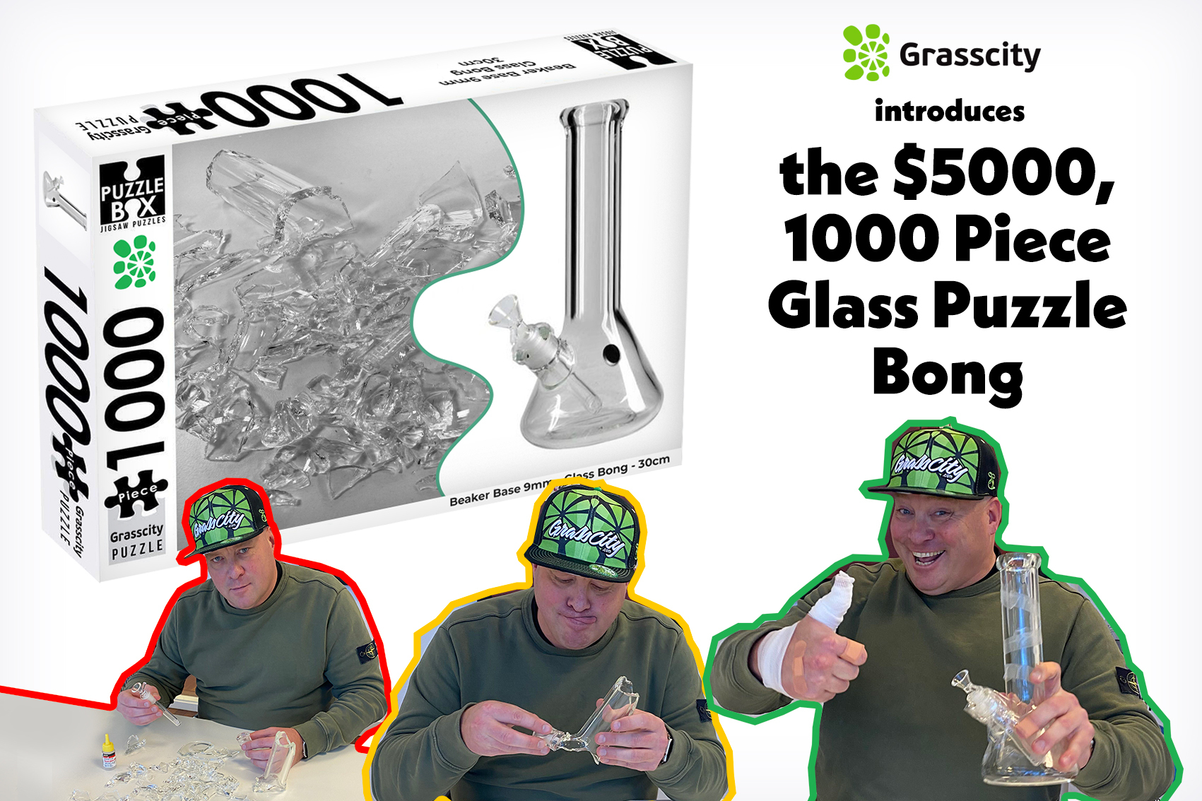Grasscity introduces the 5000USD, 1000 Piece Glass Puzzle Bong