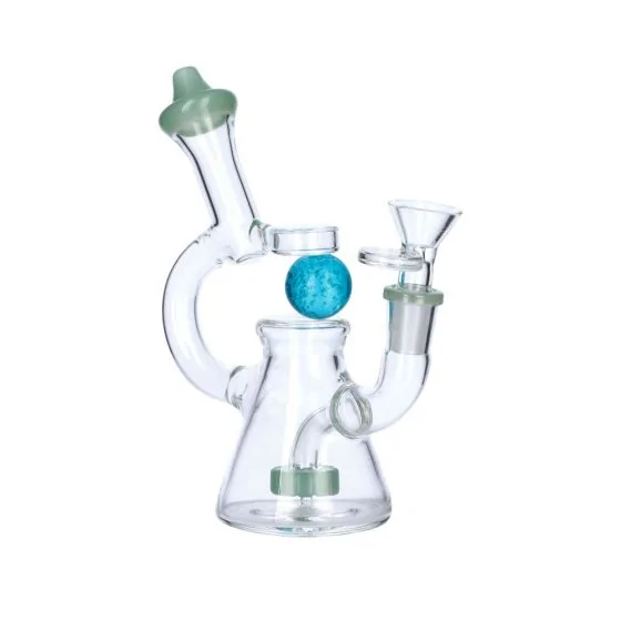 Glass Bubbler with Curved Neck and Showerhead Perc