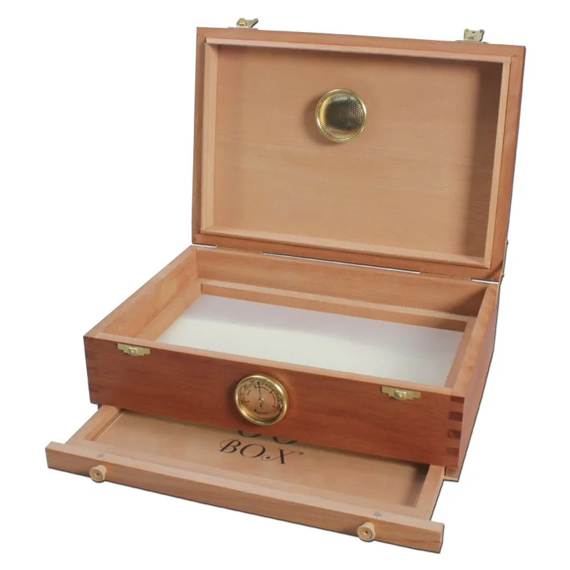 00 Box - Personal Humidor - Spanish Cedar Wood Box with Hygrometer 