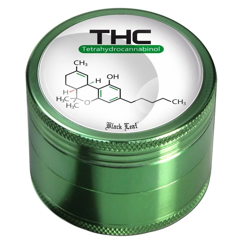 4 PARTI Ø50mm Grinder Tritatabacco Black Leaf Weed TH C 