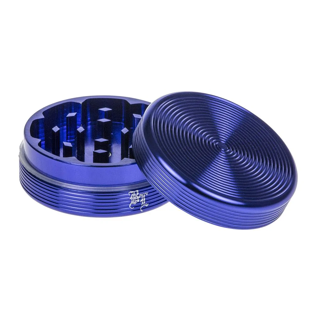 2 3/4 INCHES BLUE HARD PLASTIC 2-PIECE TOBACCO AND HERB GRINDER 