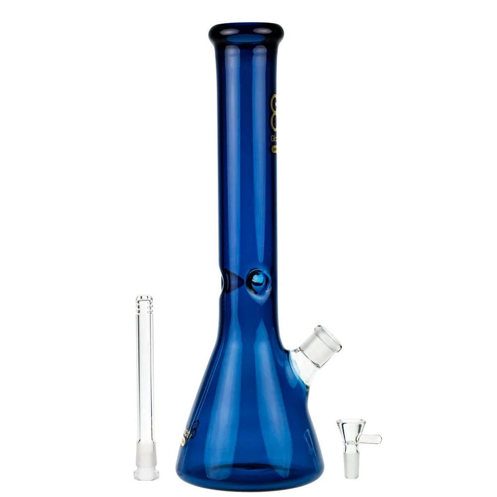 4" Tobacco smoking glass hand pipe w/glass honeycomb filter screen COBALT BLUE