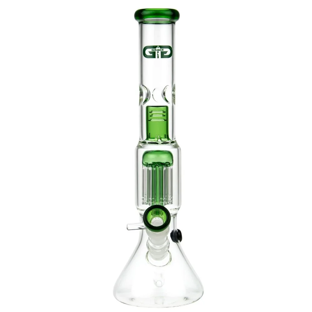 8-Arm Reinforced Tree Perc Precooler Green Color 18mm joint size For Water Pipes