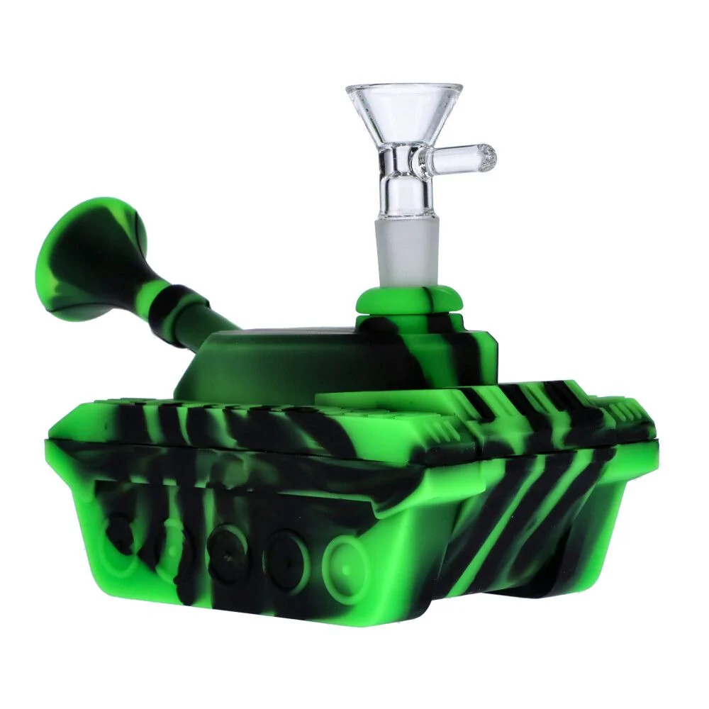 Silicone Smoking Tobacco Pipe Glass Bowl Guitar Shape Unbreakable Random Color