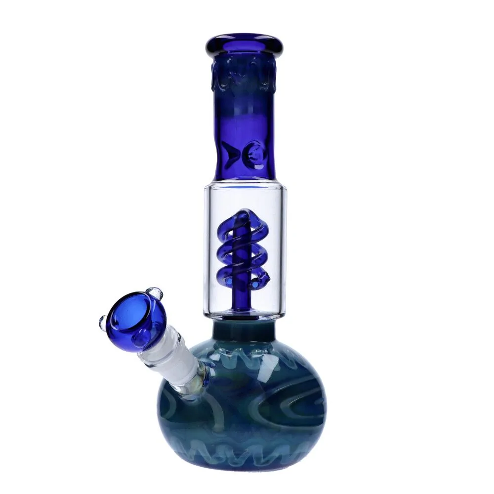 Blue Pattern Glass Water Pipe Bong Bubbler Hookah Ice Catcher Filter Handmade 