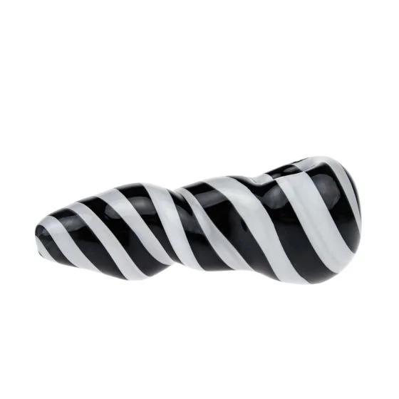 G-Spot Glass Spoon Pipe - Black and White Stripes