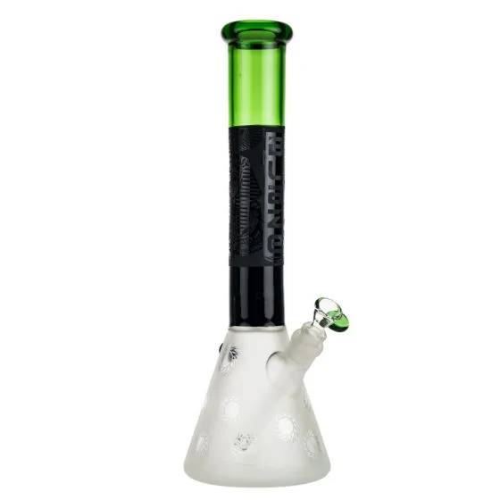 Blaze Glass Frosted Beaker Bong with Black and Green Tube