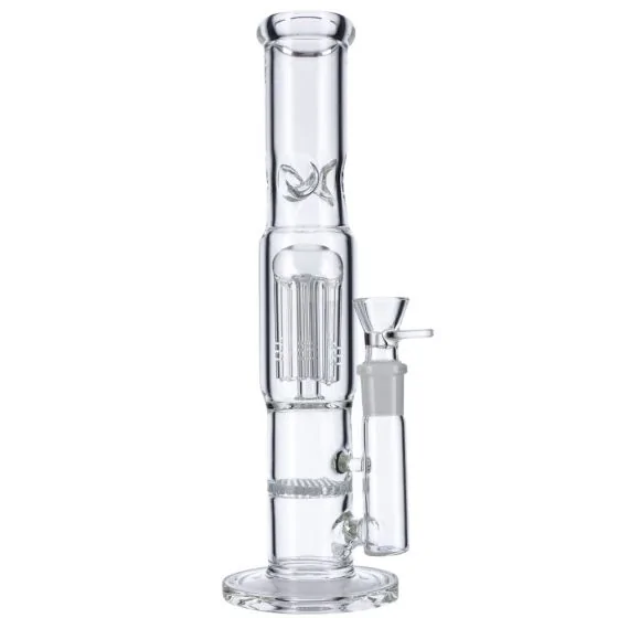 Glass Straight Ice Bong with Honeycomb Disc and Tree Perc