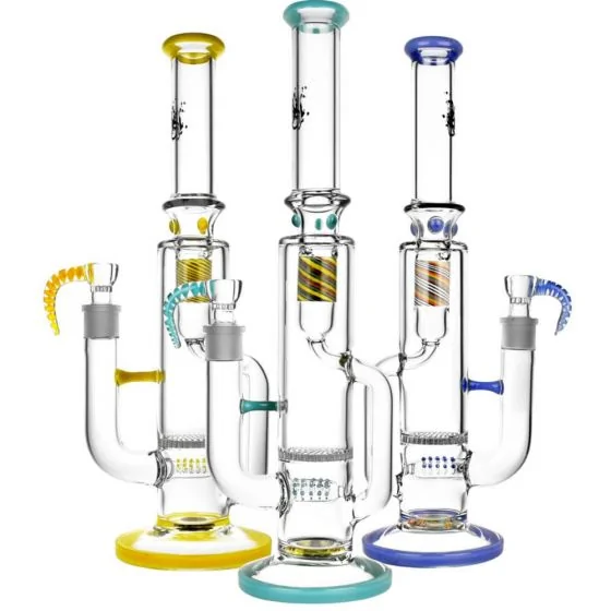 Pulsar Glass Straight Bong with Honeycomb and Inline Perc | 15 Inch