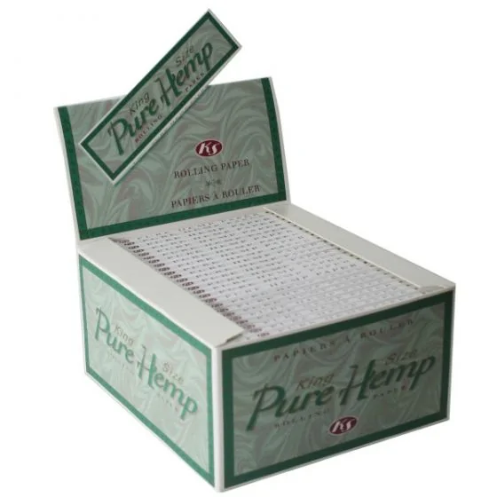1 Box Smoking PURE HEMP 100% aus Hanf ungebleichtes King Size Paper mit 50 x 33 
