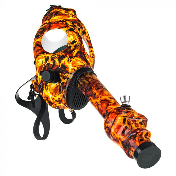 Silicone Gas Mask Bong with Fire Skull Tube